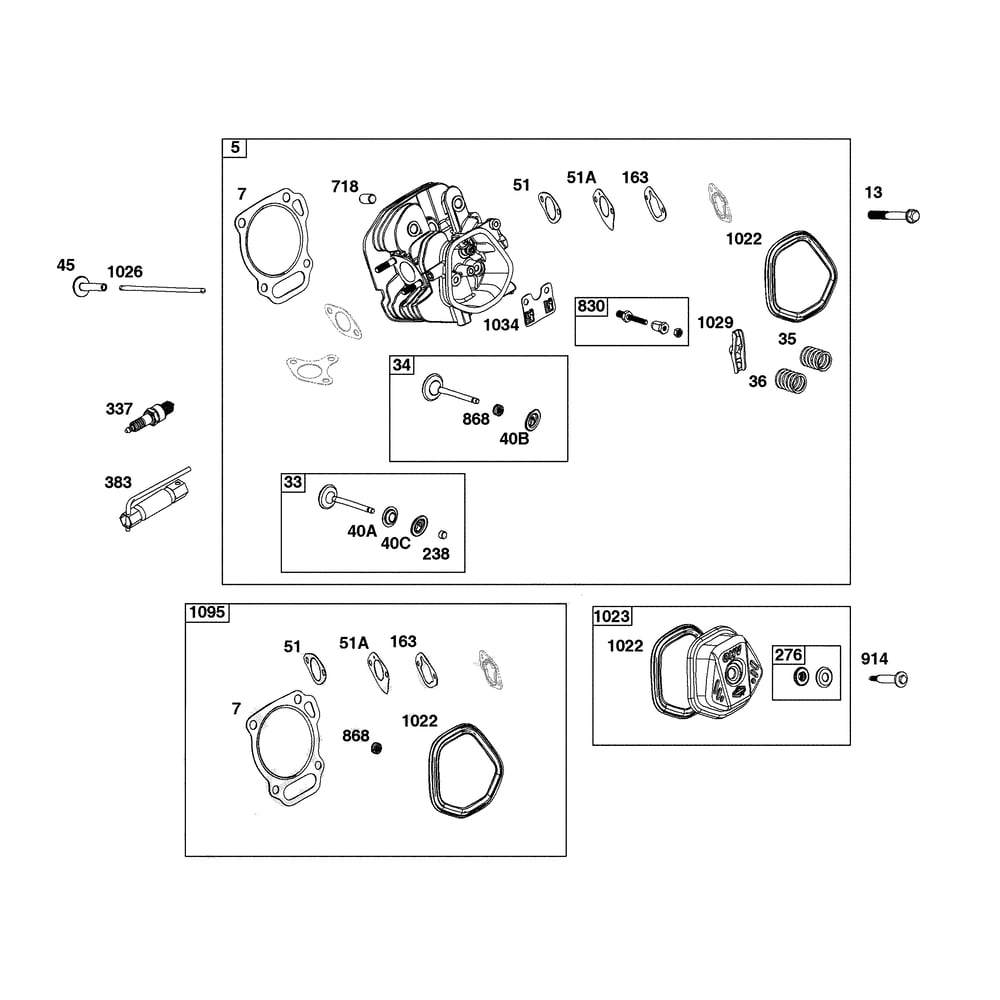 Engine >> Cylinder Head Diagram and Parts List for 030732-00  Briggs and Stratton Generator
